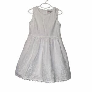 Classic Prep girls white seersucker Charlotte dress eyelet accent sz 6 NWT